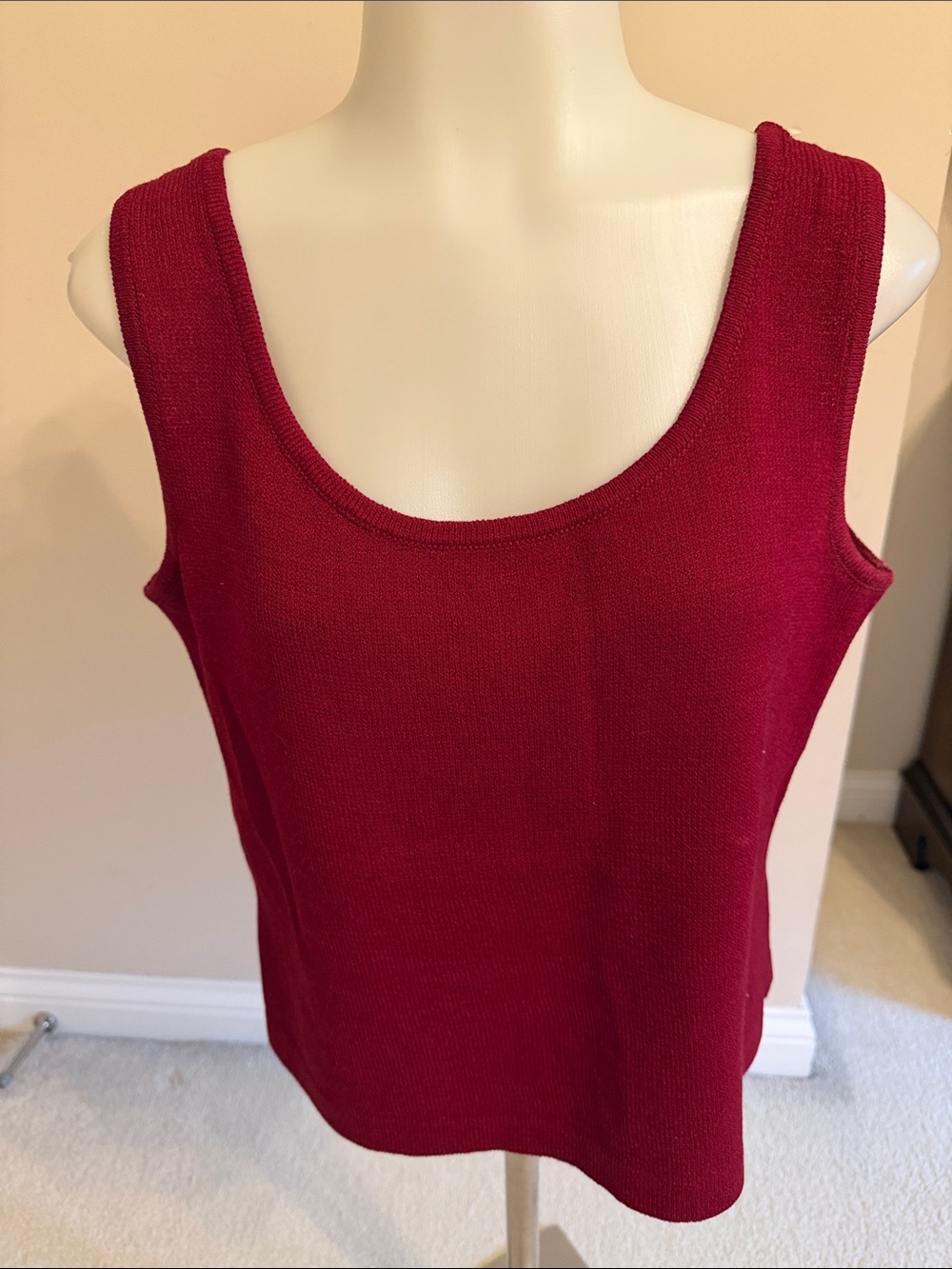 St. John Sleeveless Knit Tank Top - Deep Red
